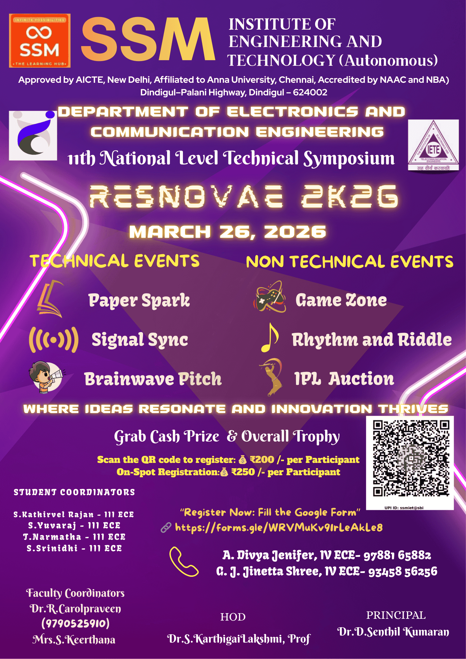 RESNOVAE 2K26 National Level Technical Symposium Poster 
